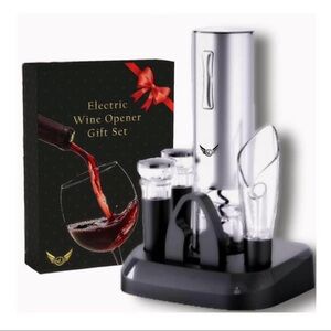 Electric Wine Opener Gift Set - Silver and Black